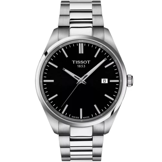 Мъжки ръчен часовник с кварцов механизъм - корпус от Стомана - Стоманена верижка - цвят Черен