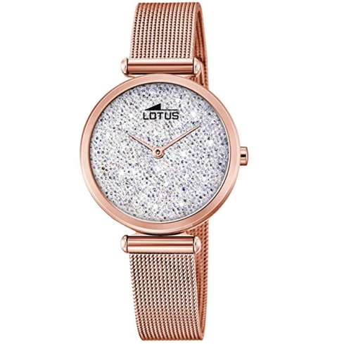 Дамски ръчен часовник с кварцов механизъм - корпус от Стомана - Меш - цвят Бял Розово Злато