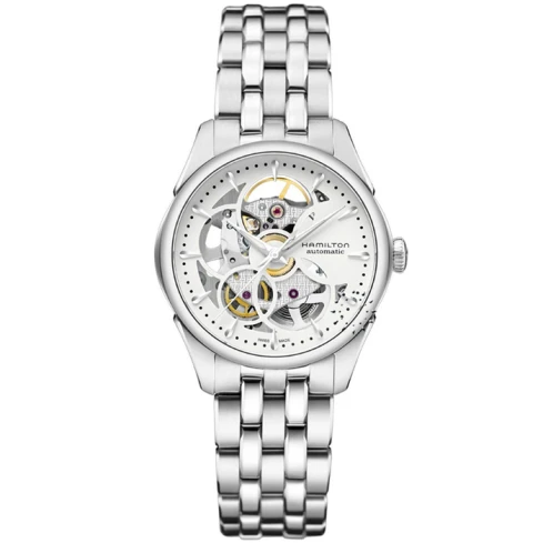 Мъжки ръчен часовник с автоматичен механизъм - корпус от Стомана - Стоманена верижка - цвят Скелетон Сив