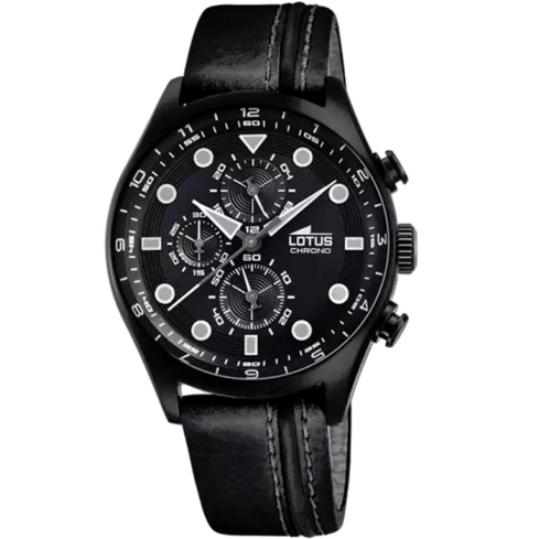 Мъжки ръчен часовник с кварцов механизъм - корпус от Стомана - Естествена кожа - цвят Черен Черен