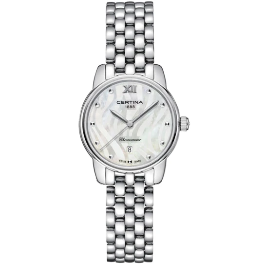 Дамски ръчен часовник с кварцов механизъм - корпус от Стомана - Стоманена верижка - цвят Седеф Сив