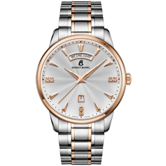 Мъжки ръчен часовник с кварцов механизъм - корпус от Стомана - Стоманена верижка - цвят Сив Злато