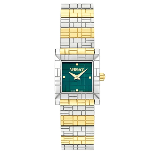 Дамски ръчен часовник с кварцов механизъм - корпус от Стомана - Стоманена верижка - цвят Зелен Сив