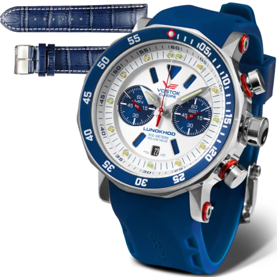 Мъжки ръчен часовник с кварцов механизъм - корпус от Стомана - Силиконова каишка - цвят Бял Син