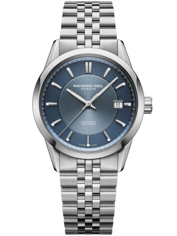 Дамски ръчен часовник с автоматичен механизъм - корпус от Стомана - Естествена кожа - цвят Син Черен