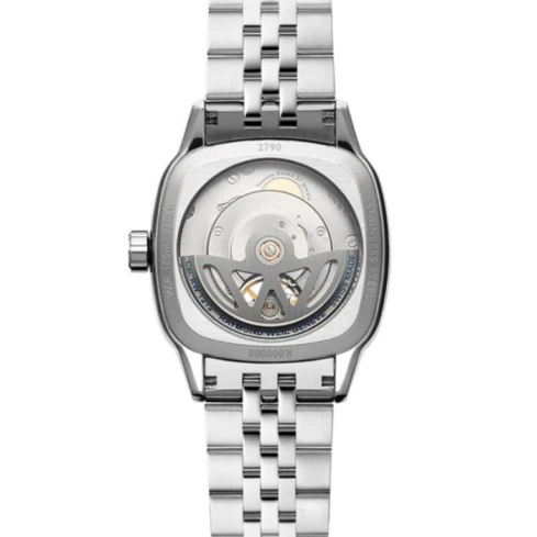 Мъжки ръчен часовник с автоматичен механизъм - корпус от Стомана - Естествена кожа - цвят Син Черен