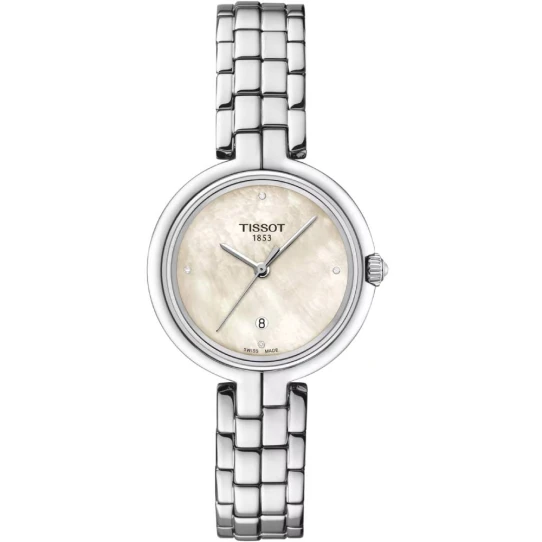 Дамски ръчен часовник с кварцов механизъм - корпус от Стомана - Стоманена верижка - цвят Седеф Сив