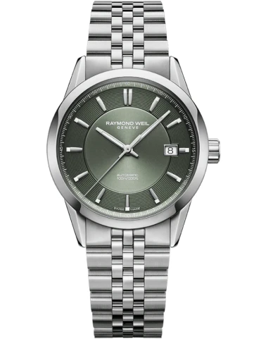 Дамски часовник с автоматичен механизъм - корпус от Стомана - Естествена кожа - цвят Зелен Зелен