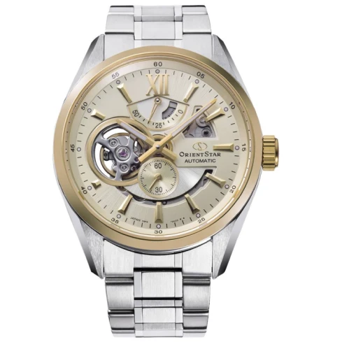 Мъжки ръчен часовник с автоматичен механизъм - корпус от Стомана - Стоманена верижка - цвят Шампанско Сив