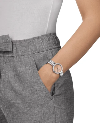 Дамски ръчен часовник с кварцов механизъм - корпус от Стомана - Стоманена верижка - цвят Розово Злато Сив