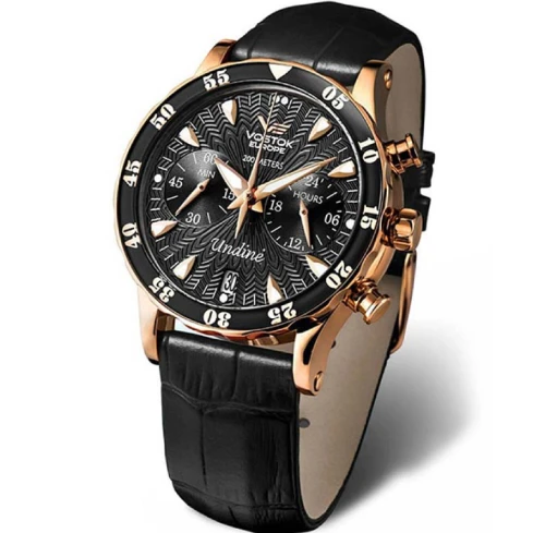 Дамски ръчен часовник с кварцов механизъм - корпус от Стомана - Естествена кожа - цвят Черен Черен