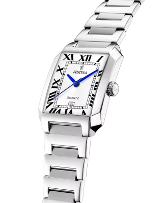 Festina F20679/1 On The Square - Дамски ръчен часовник с кварцов механизъм - корпус Стомана - Стоманена верижка - Бял Бял