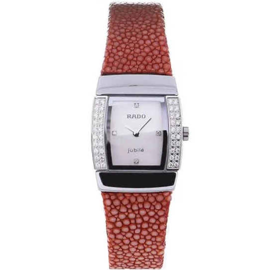 Дамски ръчен часовник с кварцов механизъм - корпус от Стомана - Естествена кожа - цвят Бял Кафяв