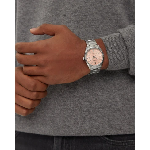 Мъжки ръчен часовник с кварцов механизъм - корпус от Стомана - Стоманена верижка - цвят Розов