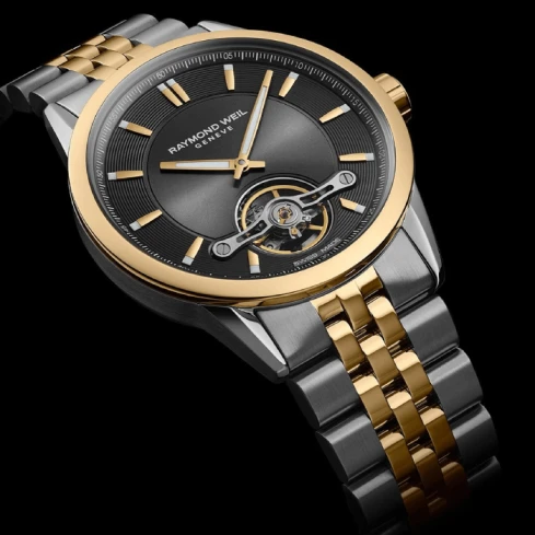 Мъжки ръчен часовник с автоматичен механизъм - корпус от Стомана - Стоманена верижка - цвят Черен Злато