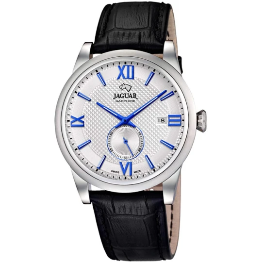 Мъжки ръчен часовник с кварцов механизъм - корпус от Стомана - Естествена кожа - цвят Сребрист Кафяв